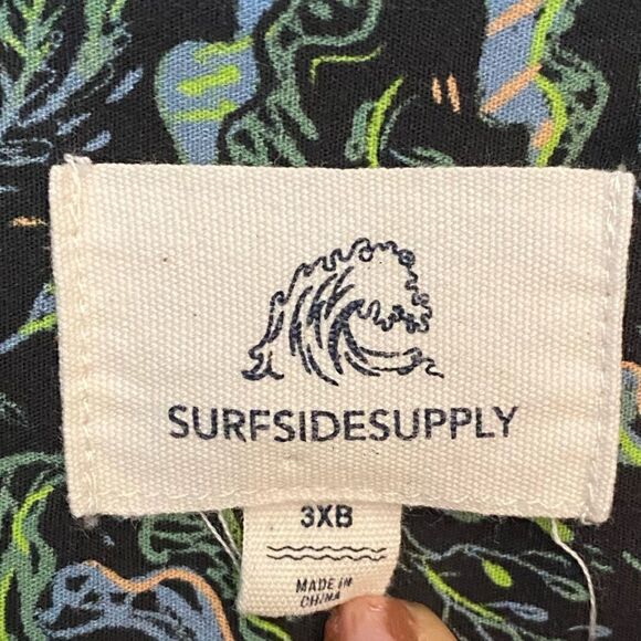 SURFSIDE SUPPLY Sz 3XB Green Surf Beach Cotton Short Sleeve Button Down Shirt - Picture 5 of 9
